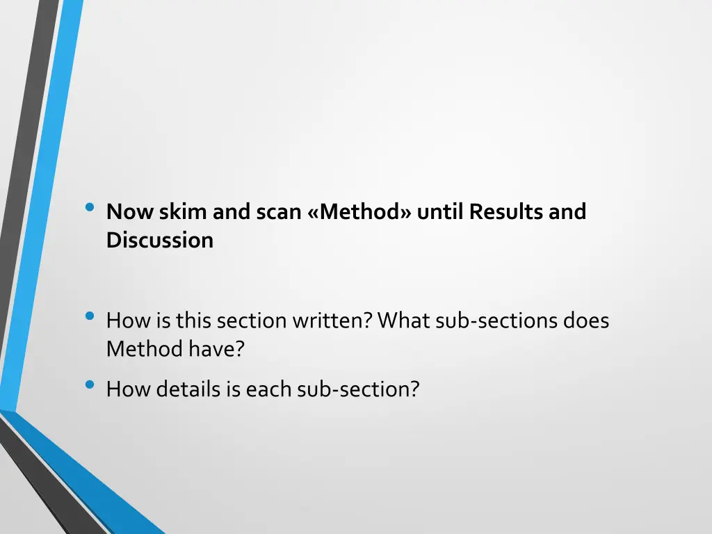 now skim and scan method until results