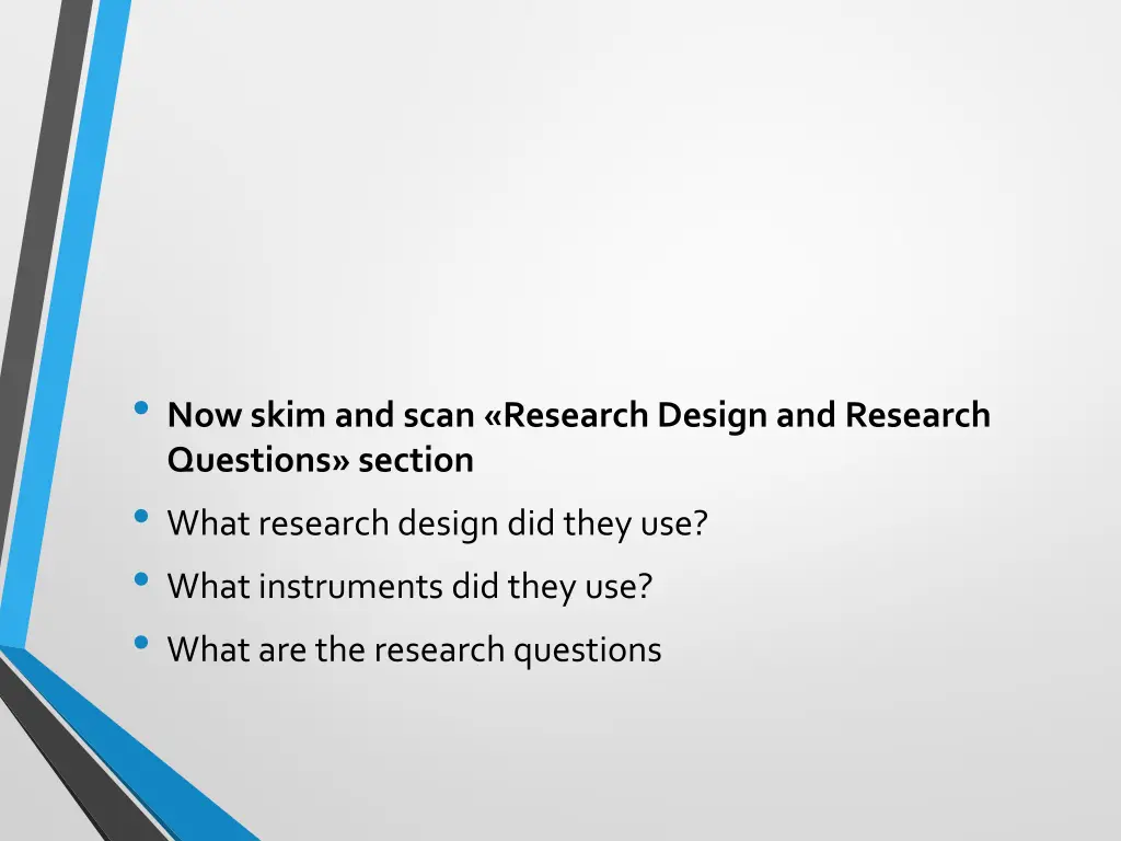 now skim and scan research design and research