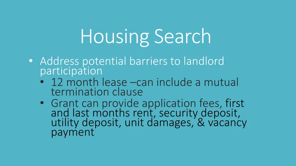 housing search address potential barriers