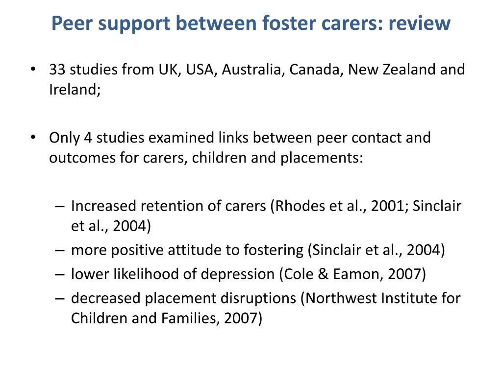 peer support between foster carers review