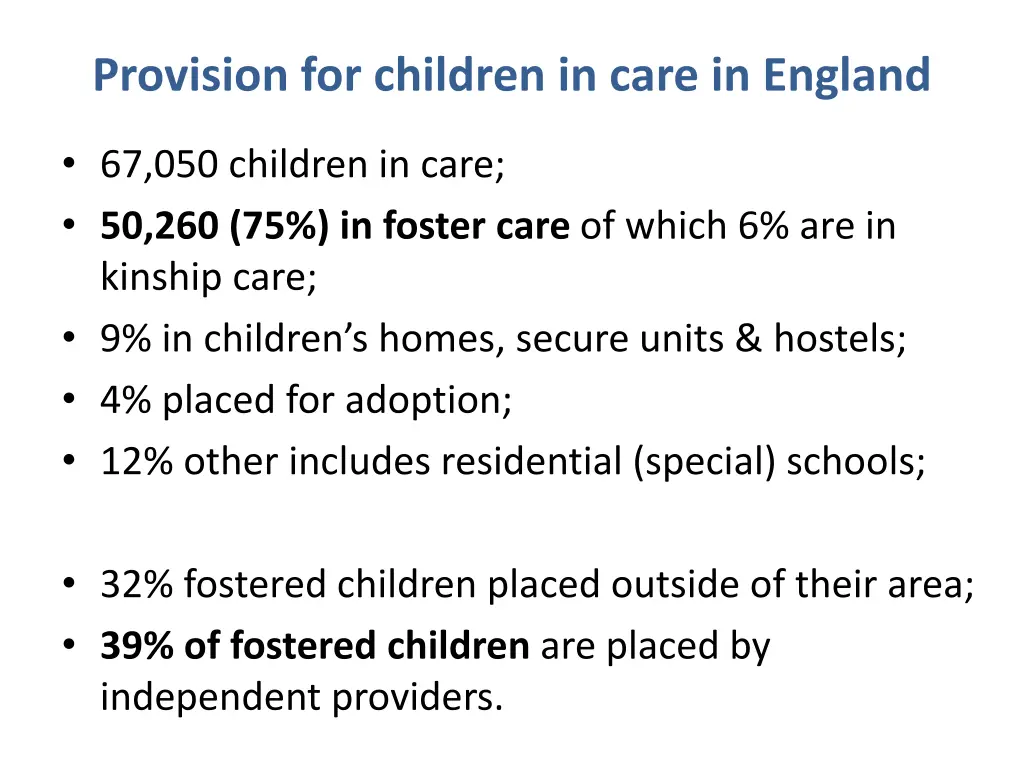 provision for children in care in england