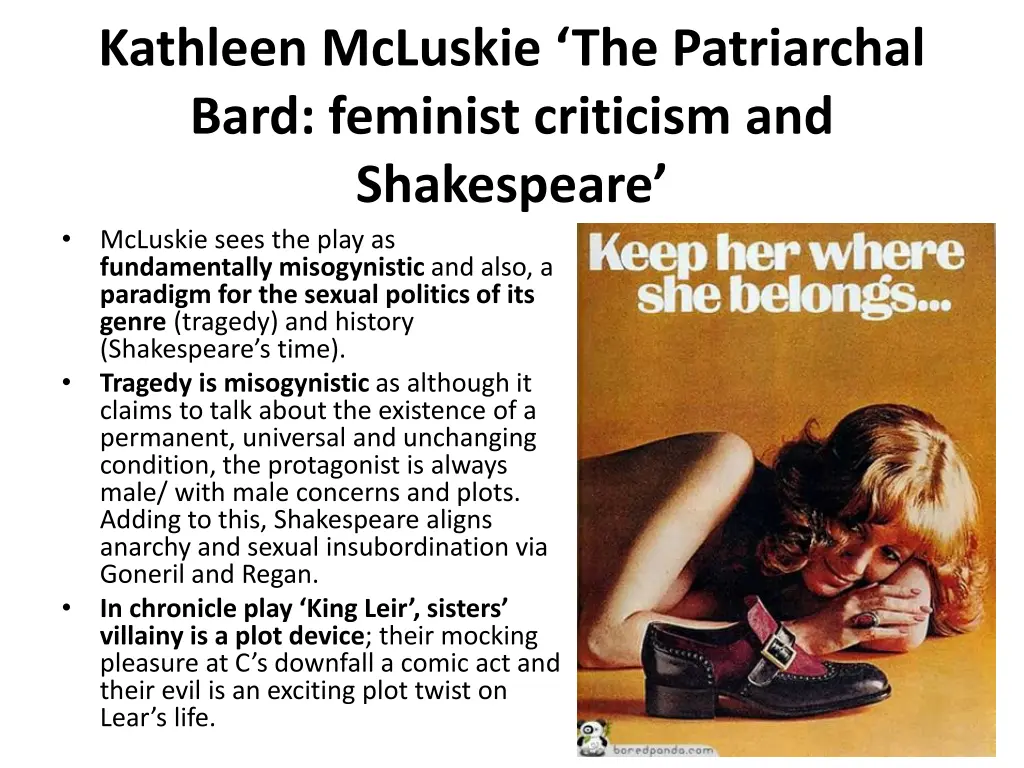 kathleen mcluskie the patriarchal bard feminist