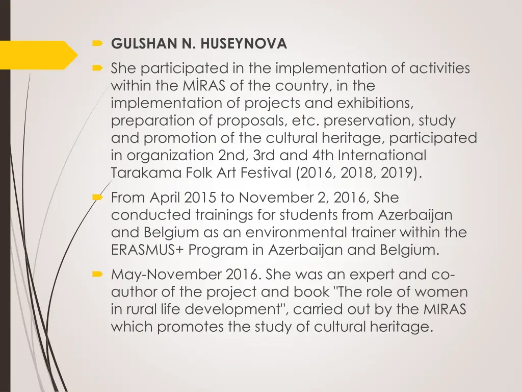 gulshan n huseynova she participated