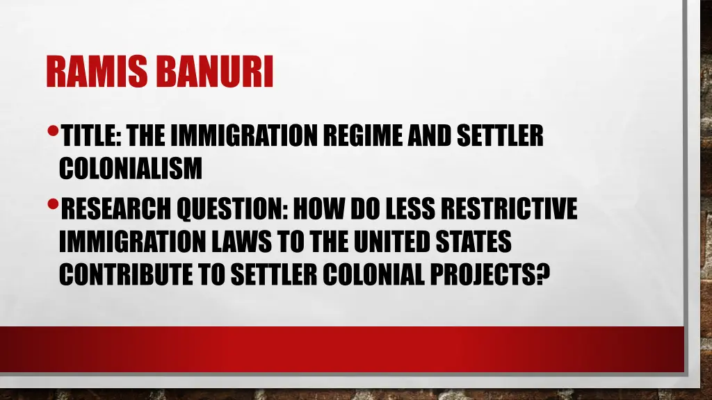 ramisbanuri title the immigration regime
