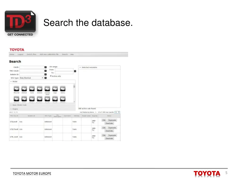 search the database