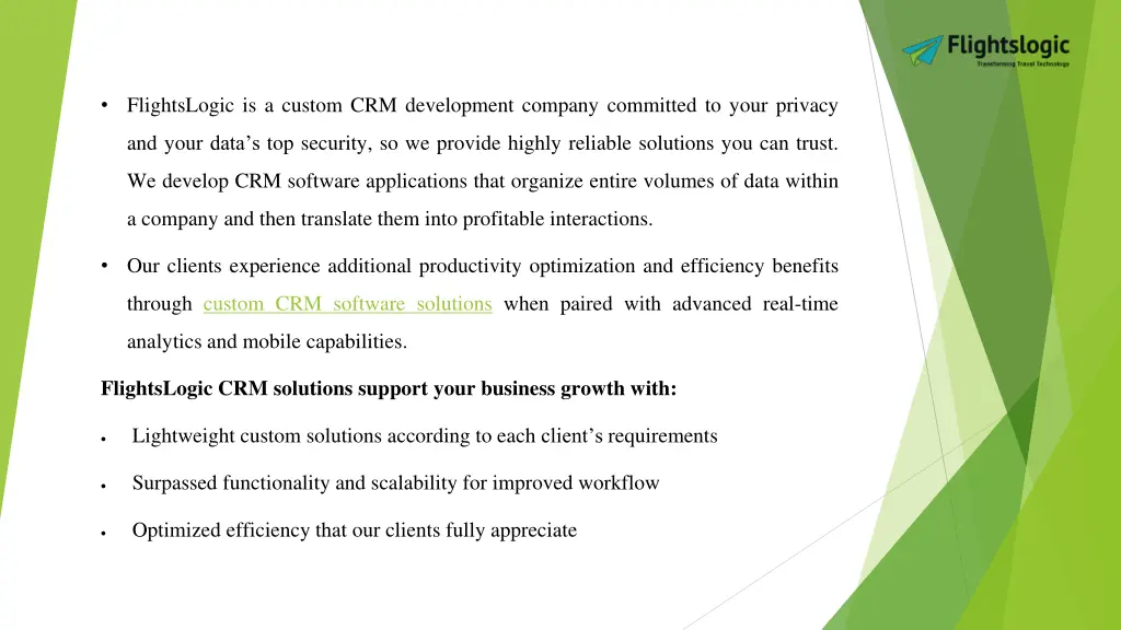 flightslogic is a custom crm development company