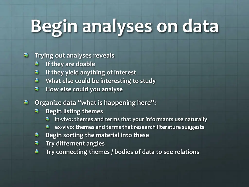 begin analyses on data
