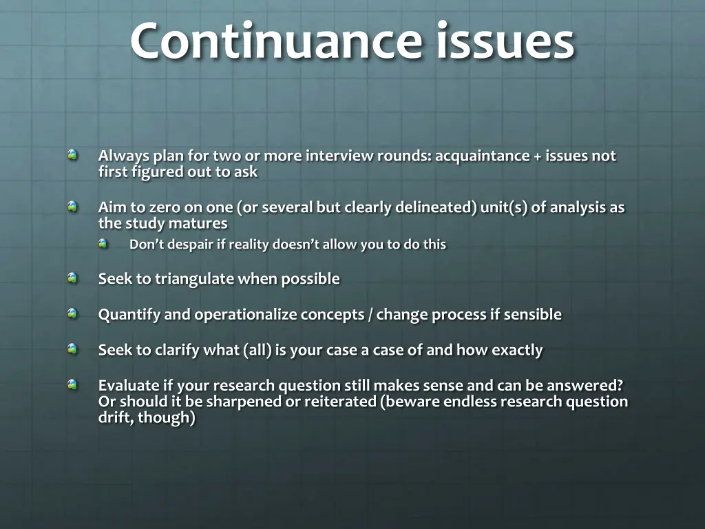continuance issues