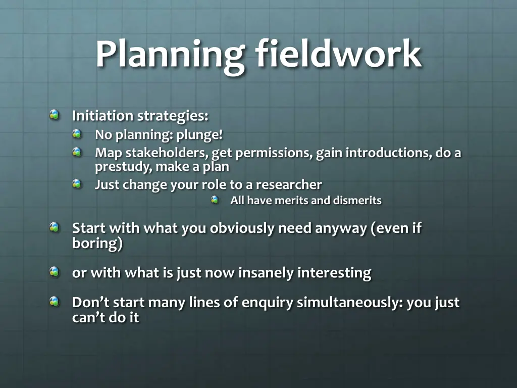 planning fieldwork