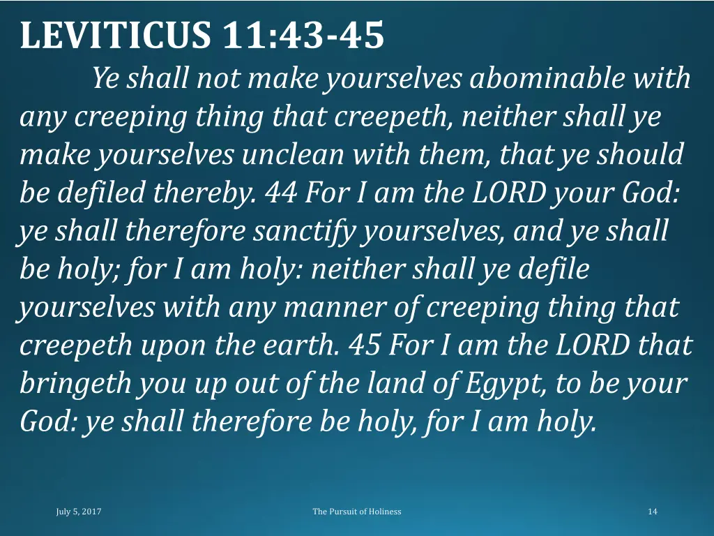 leviticus 11 43 45 ye shall not make yourselves
