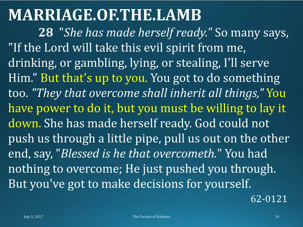 marriage of the lamb 28 she has made herself