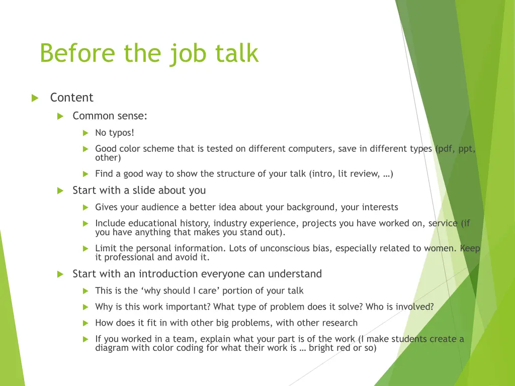 before the job talk 1