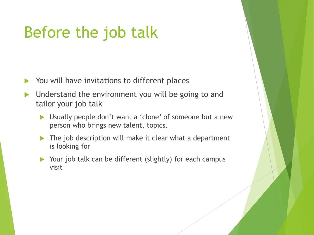 before the job talk