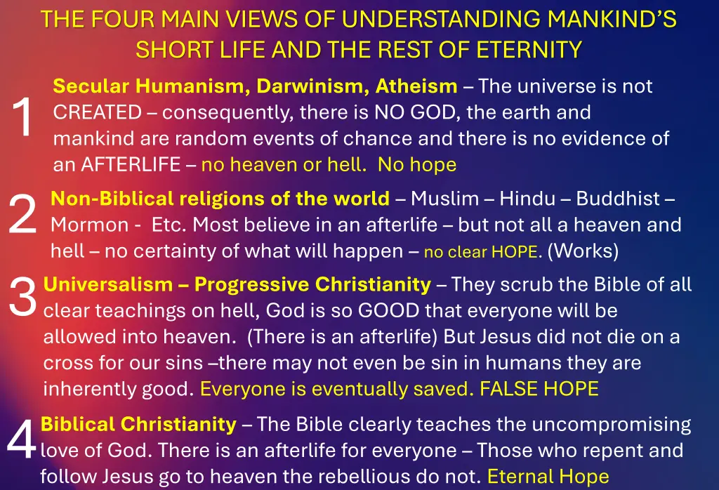 the four main views of understanding mankind