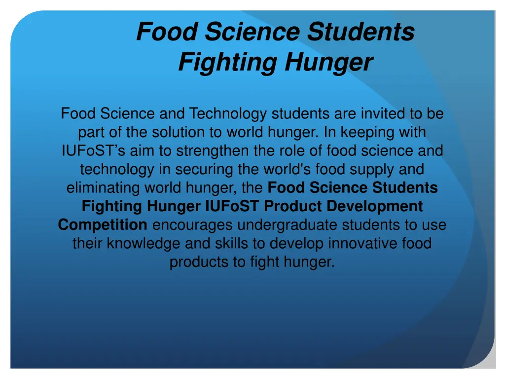 food science students fighting hunger
