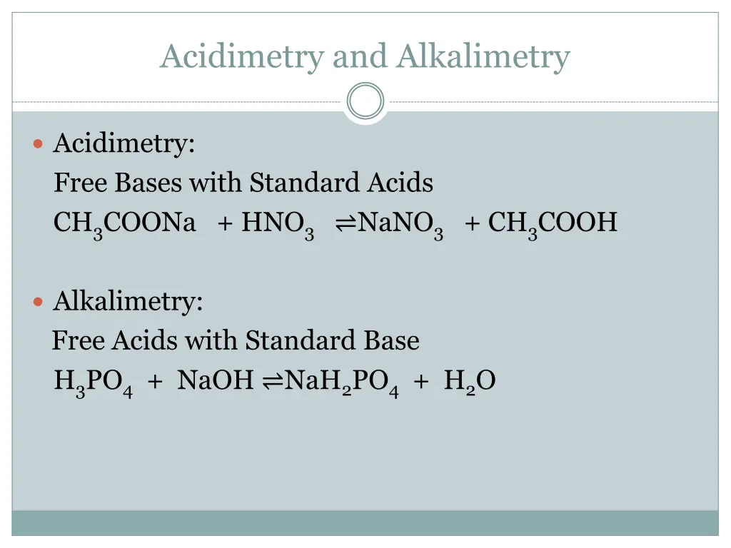 acidimetry and alkalimetry