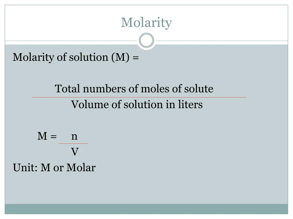 molarity
