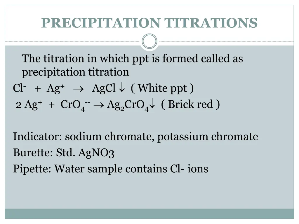 precipitation titrations