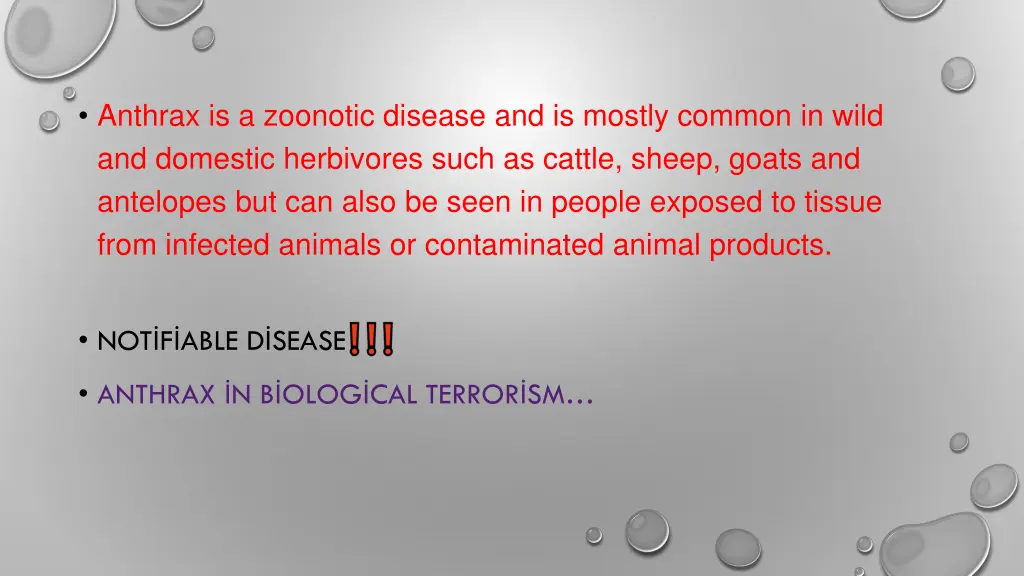 anthrax is a zoonotic disease and is mostly