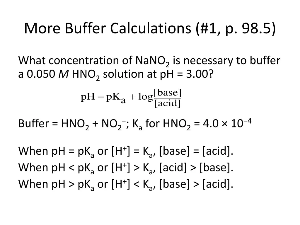 more buffer calculations 1 p 98 5