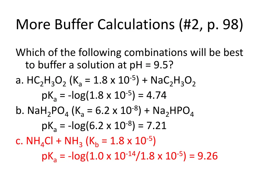 more buffer calculations 2 p 98 3