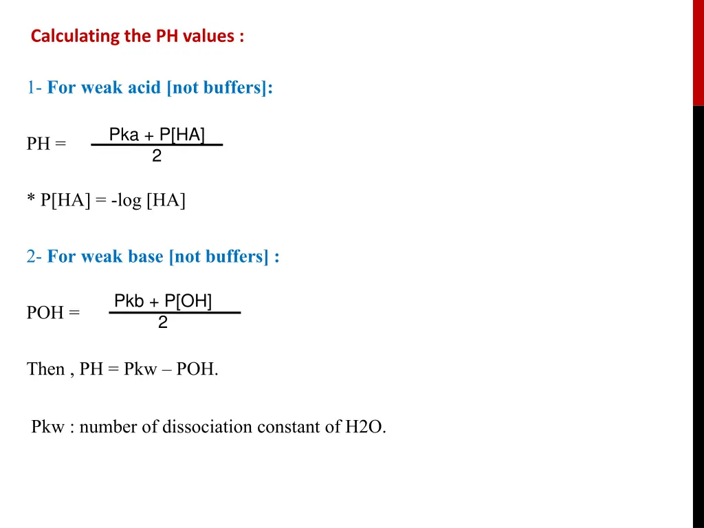 calculating the ph values