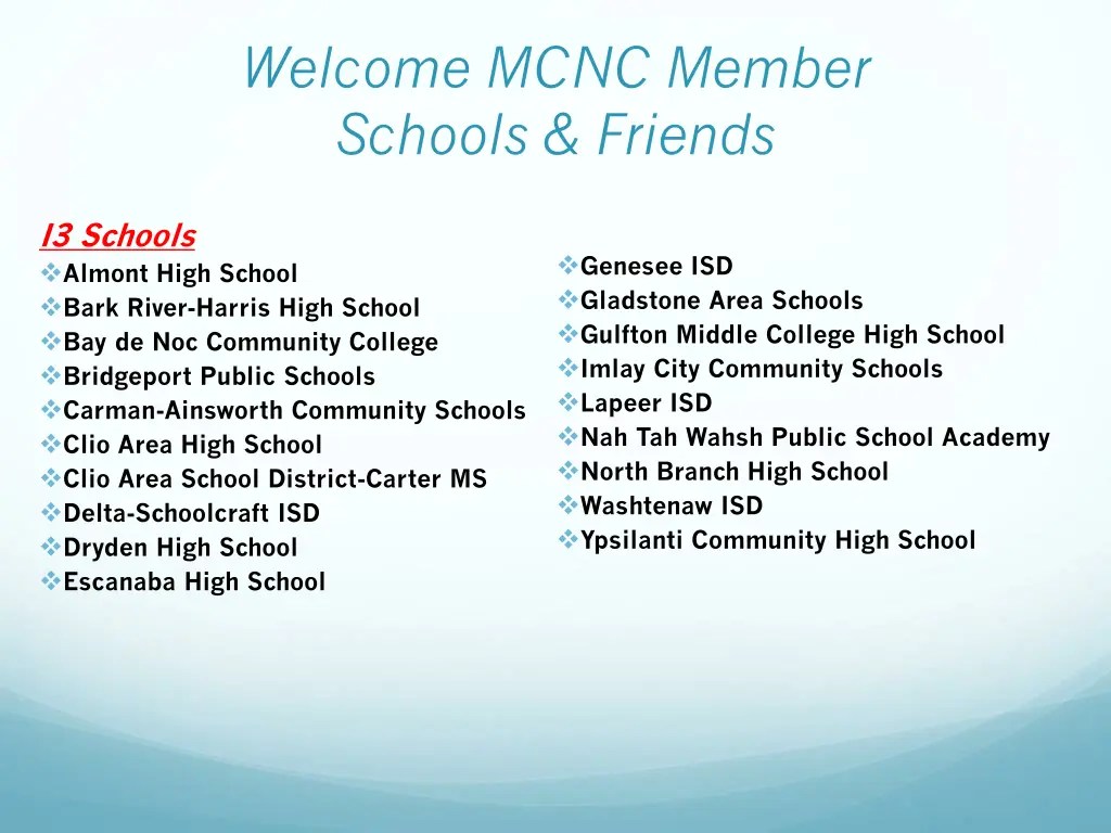 welcome mcnc member schools friends 2