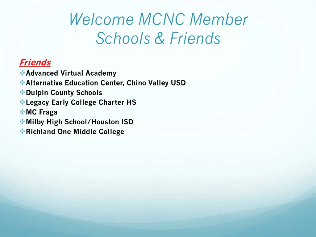 welcome mcnc member schools friends 3
