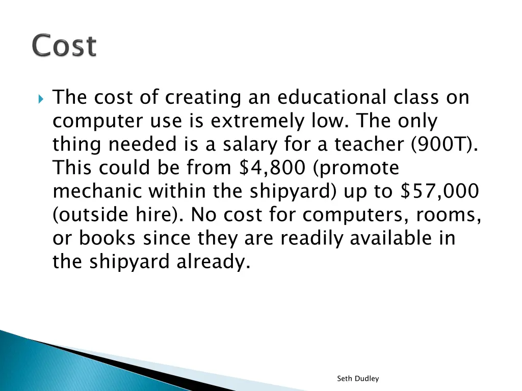 the cost of creating an educational class