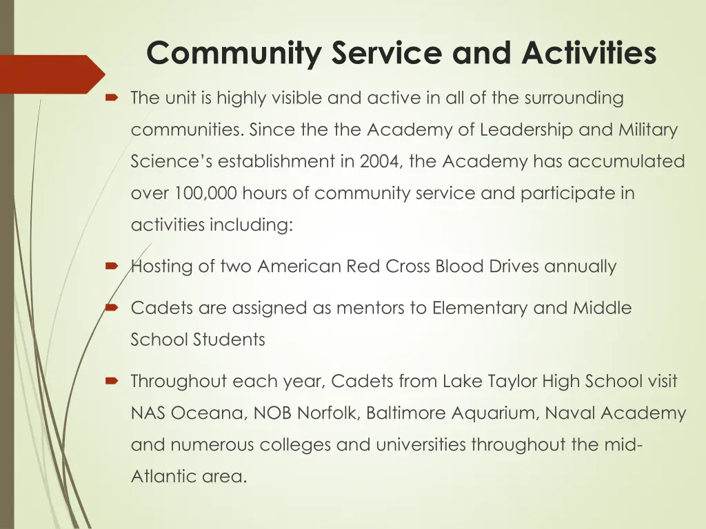 community service and activities