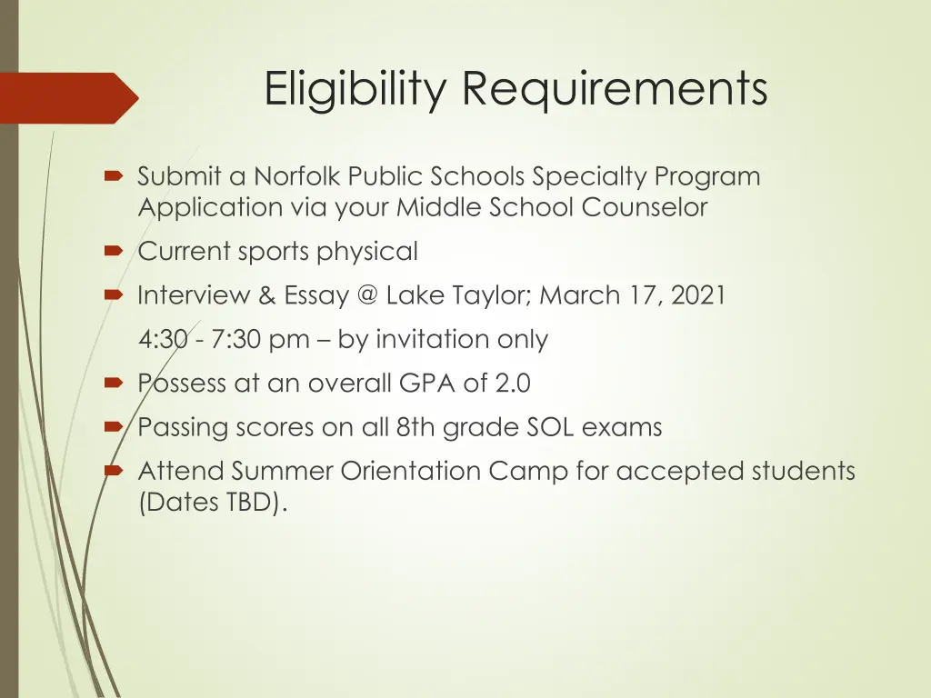 eligibility requirements