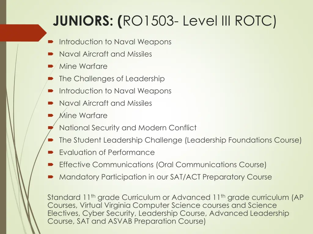 juniors ro1503 level iii rotc