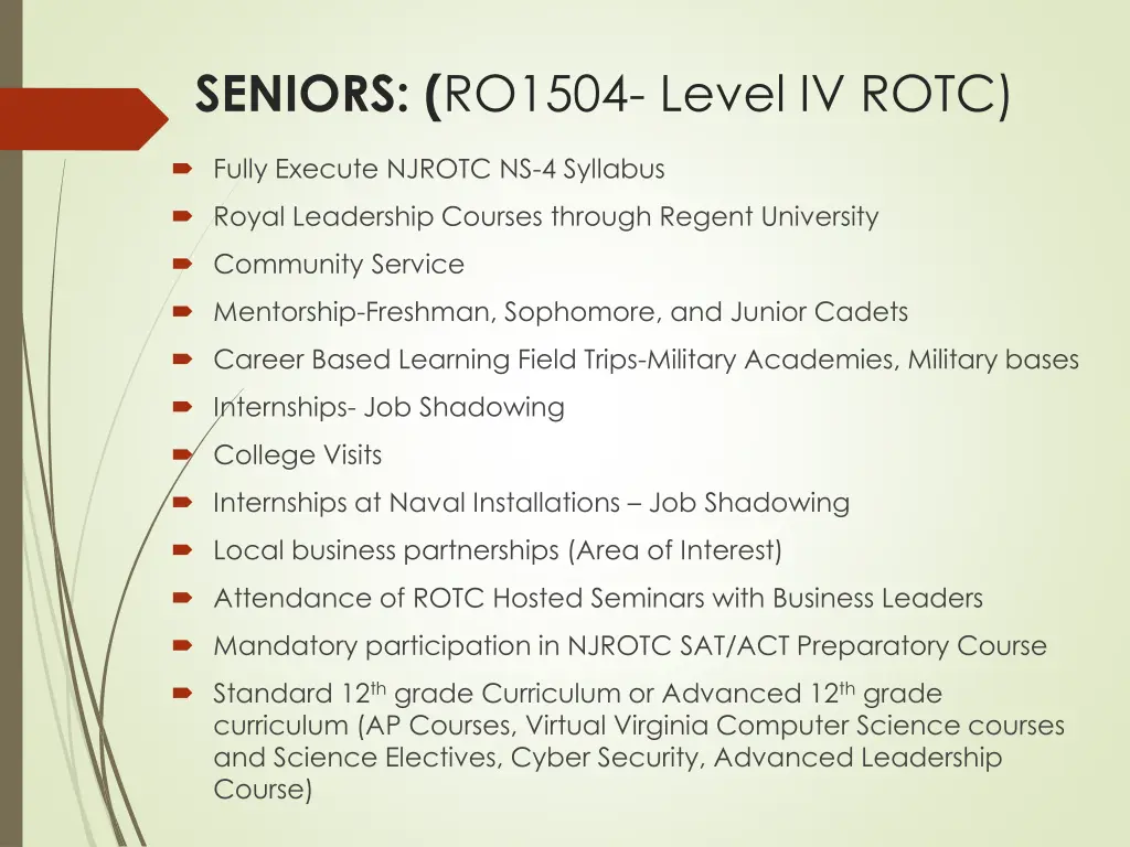 seniors ro1504 level iv rotc