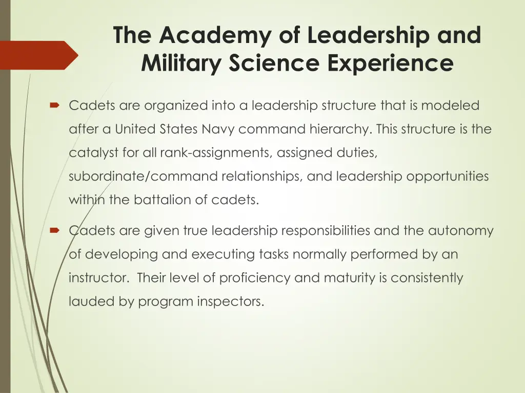 the academy of leadership and military science