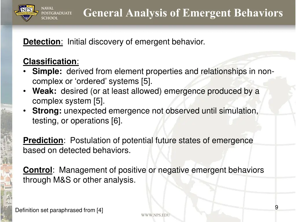 general analysis of emergent behaviors