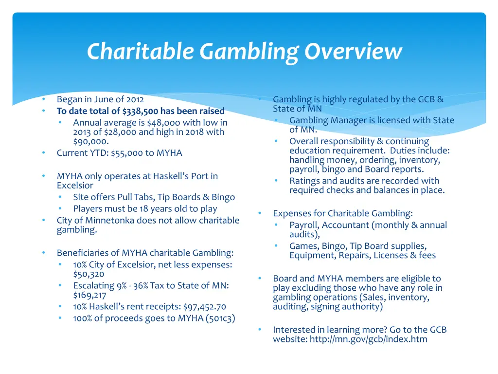 charitable gambling overview