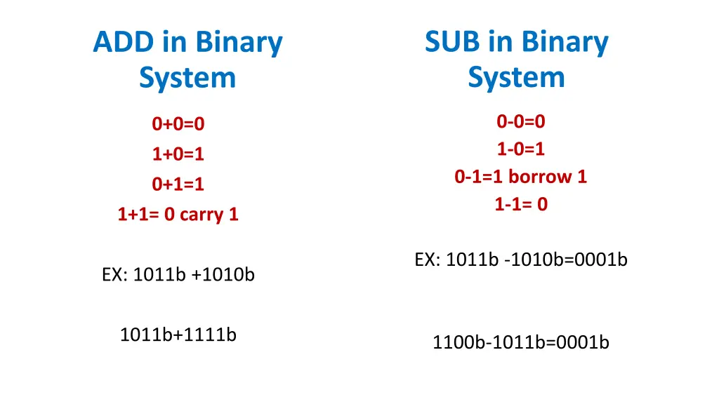 sub in binary system