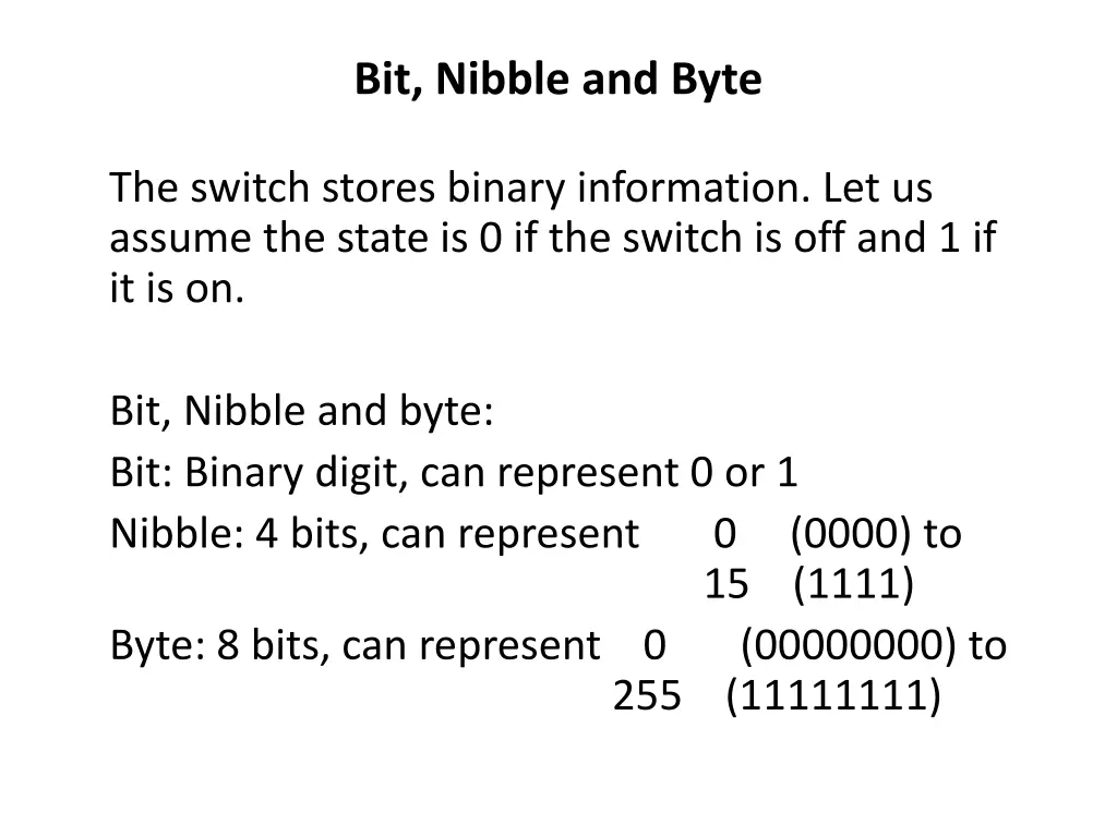 bit nibble and byte