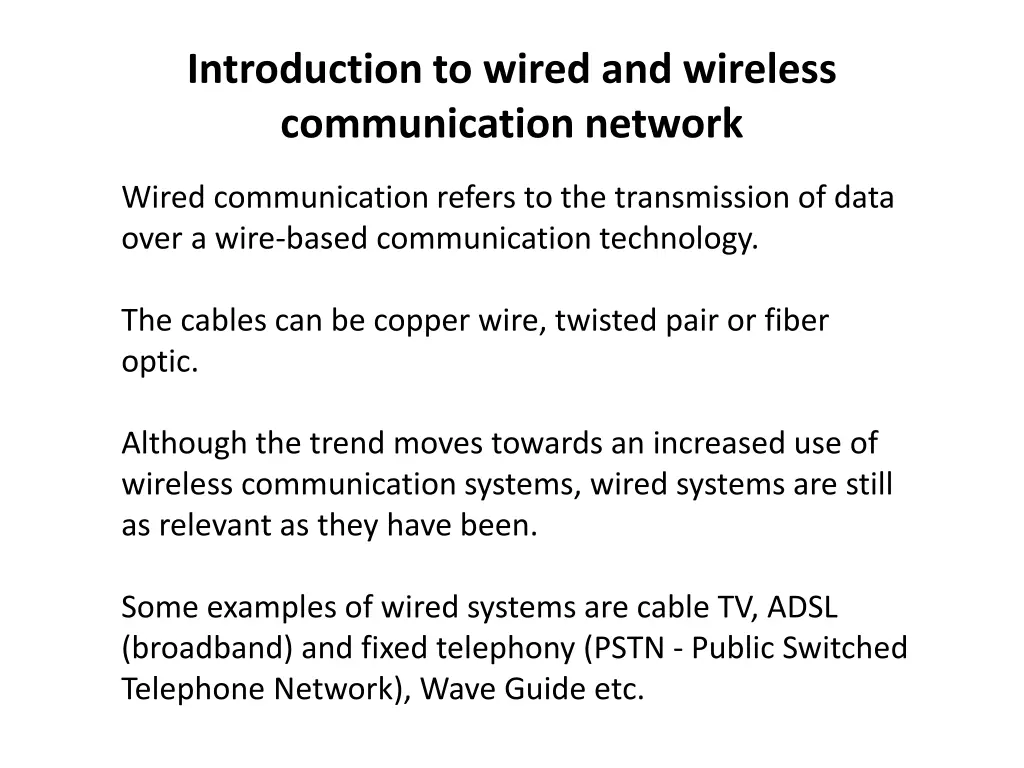 introduction to wired and wireless communication
