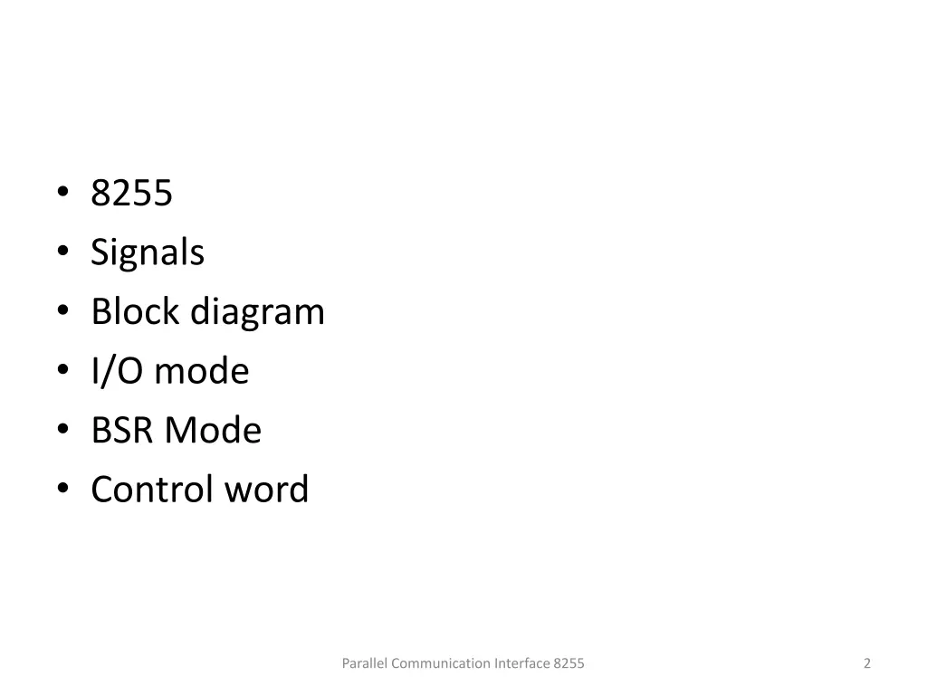 8255 signals block diagram i o mode bsr mode