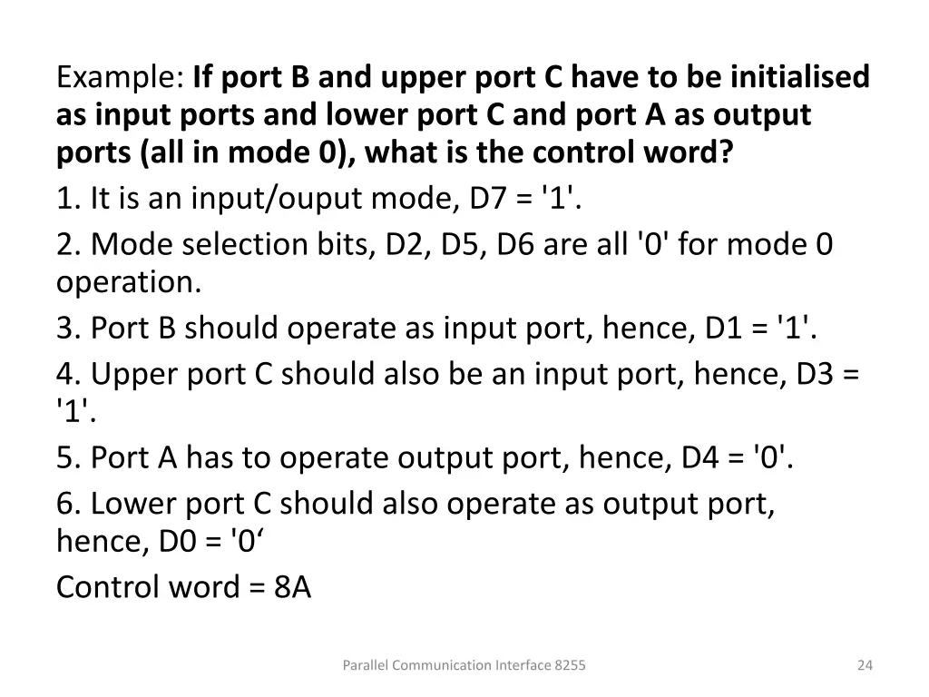 example if port b and upper port c have