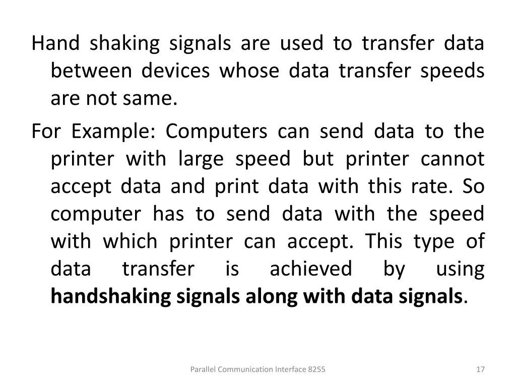 hand shaking signals are used to transfer data