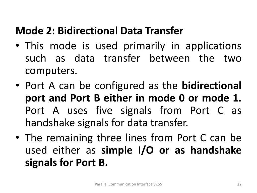 mode 2 bidirectional data transfer this mode