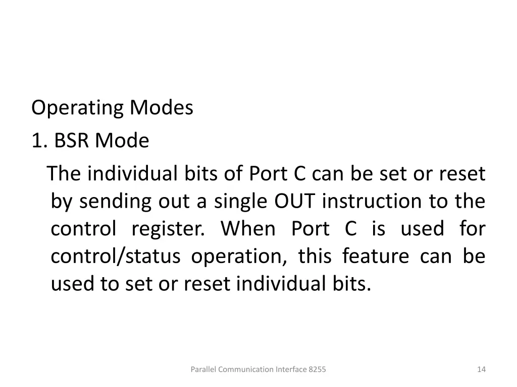 operating modes 1 bsr mode the individual bits