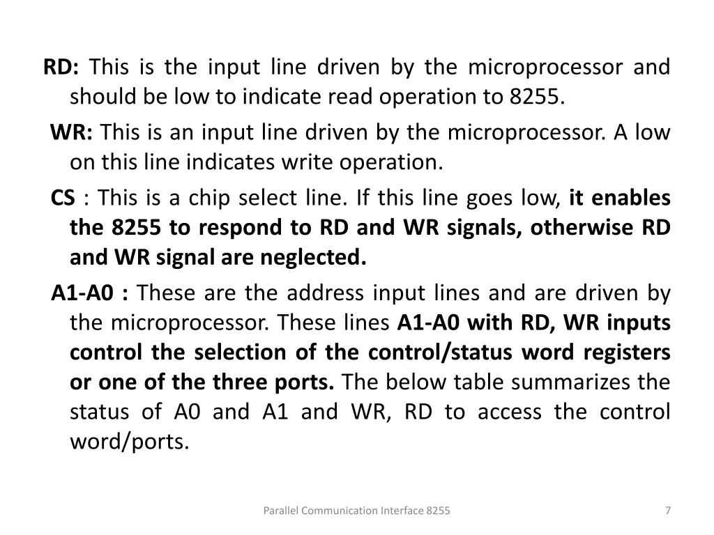 rd this is the input line driven