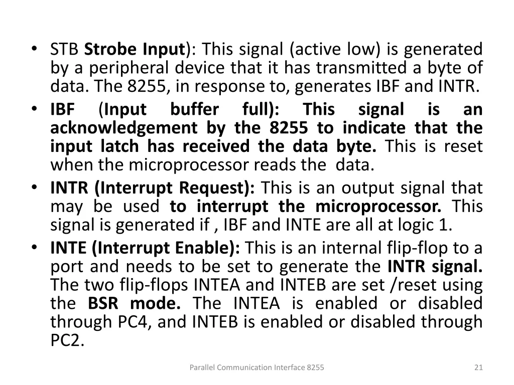 stb strobe input this signal active