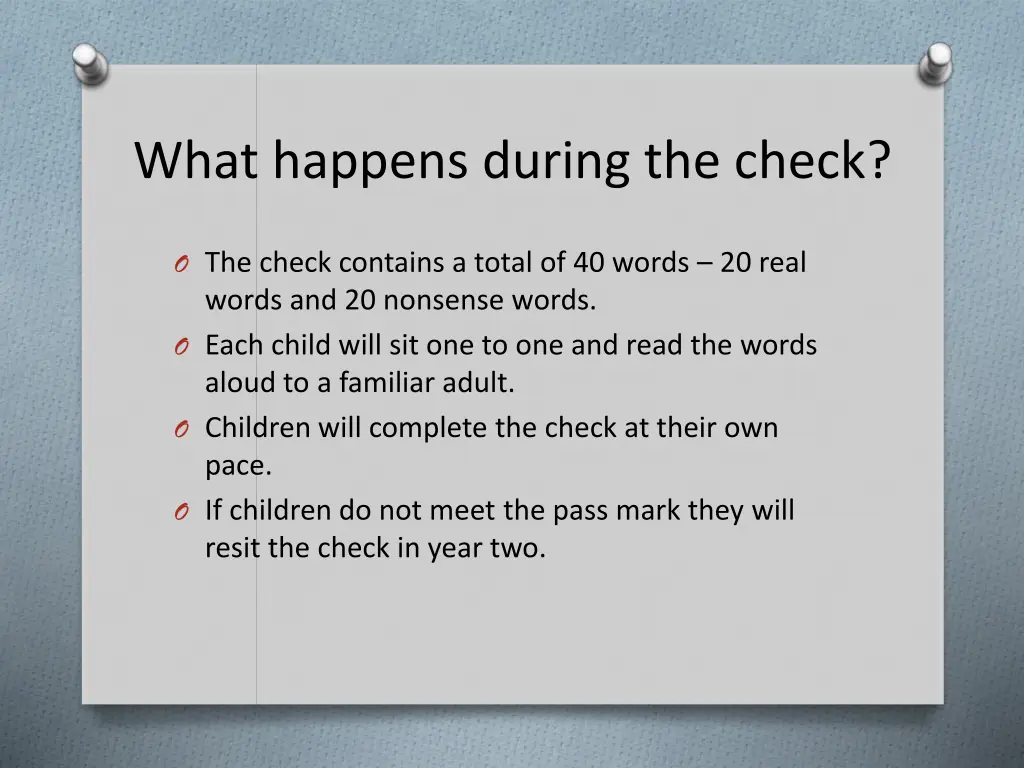 what happens during the check