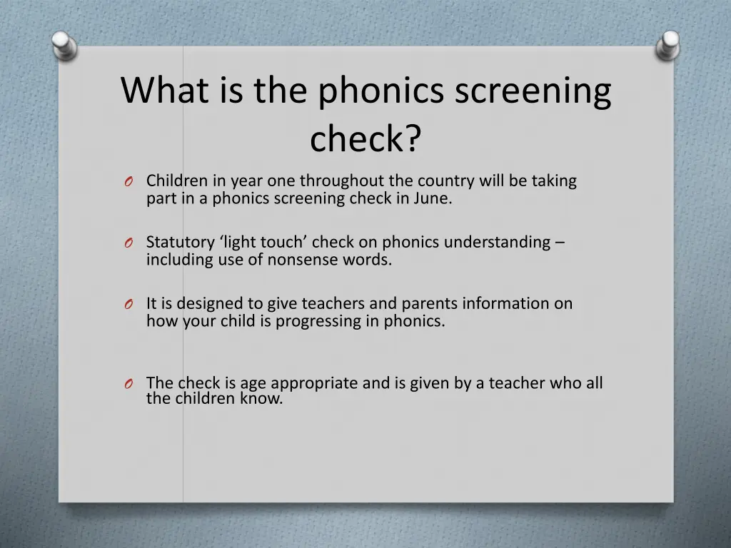 what is the phonics screening check