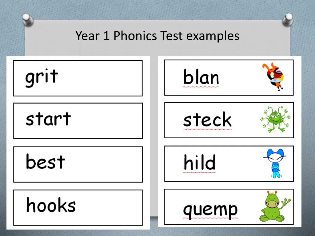 year 1 phonics test examples