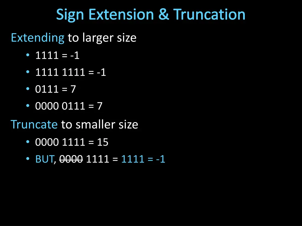 sign extension truncation